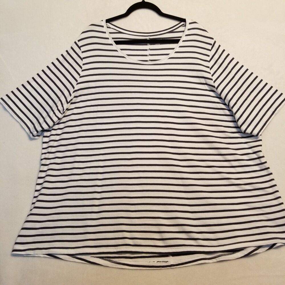 Duluth Trading Co. 4X Top T Shirt Breton Striped Cotton Casual Classic Coastal